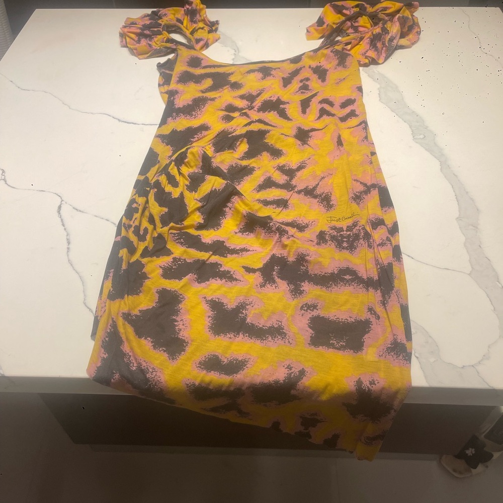 Just Cavalli Yellow and Pink Patterned Dress Brand: Just Cavalli
Size: IT 42
